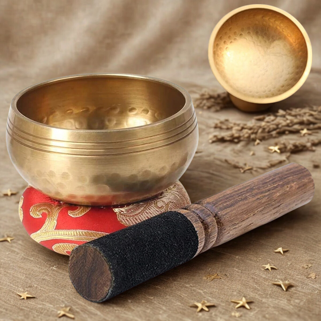Bol chantant tibétain couleur rouge, artisanal, idéal pour ancrage et méditation